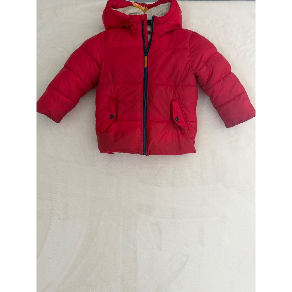 Toys R Us Red Puffer Jacket Geoffrey the Giraffe Hooded Sherpa Lined Coat 4T